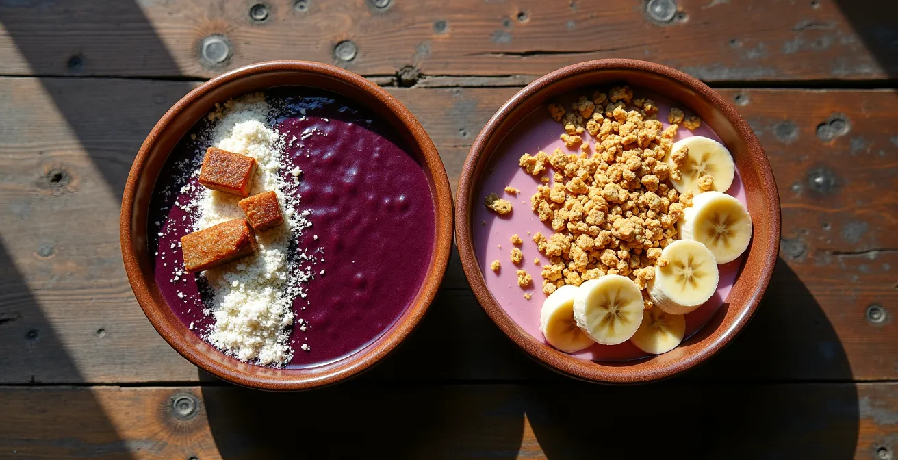 Traditionelles salziges Açaí mit Fisch aus Nordbrasilien