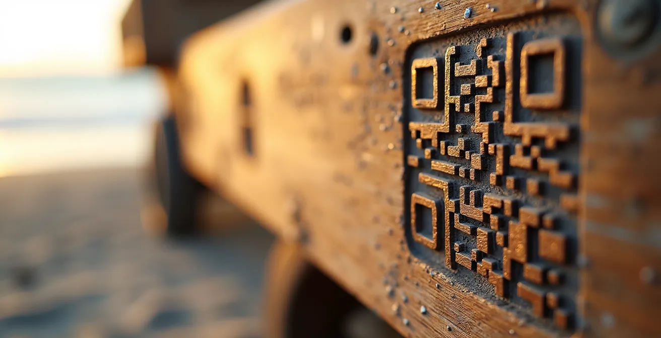 Nahaufnahme eines PIX-QR-Codes, der an einem Verkaufsstand am brasilianischen Strand angebracht ist