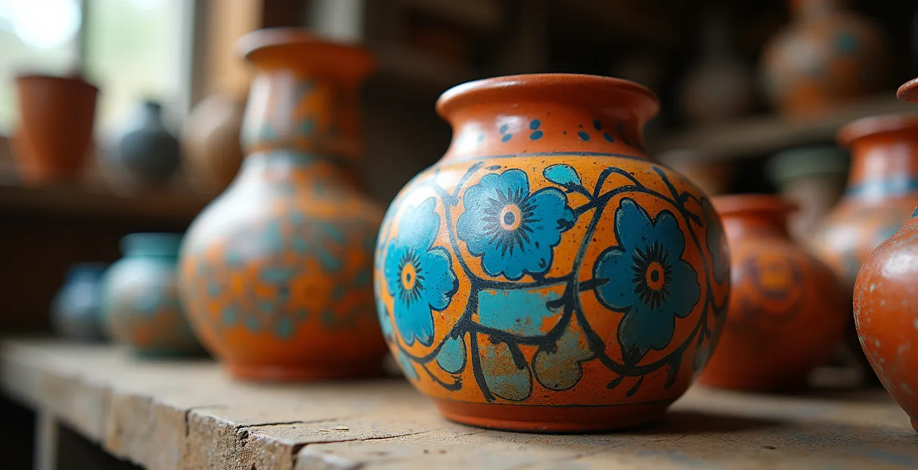 Kunsthandwerksladen in Santa Teresa mit lokaler Keramik und Malerei ohne Preisschilder