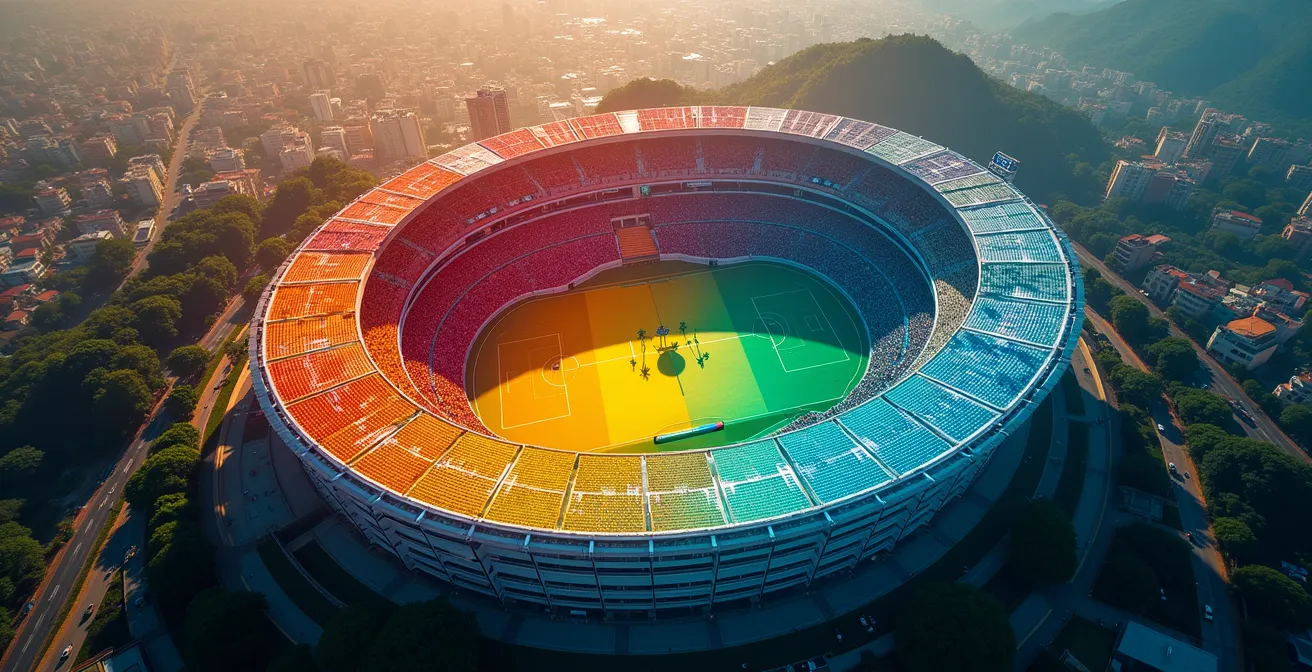 Übersicht der verschiedenen Sektoren im Maracanã-Stadion mit markierten sicheren Zonen für Touristen