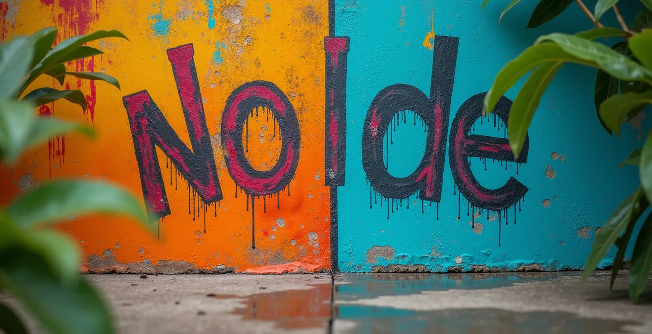 Verwitterte Farbschichten zeigen verschiedene Stadien der Alterung auf einer Wandoberfläche